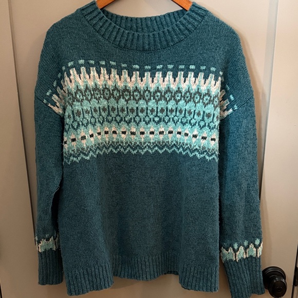 L.L. Bean Sweaters - LL Bean Cotton Ragg Sweater, Crewneck Fair Isle Thick Heavy